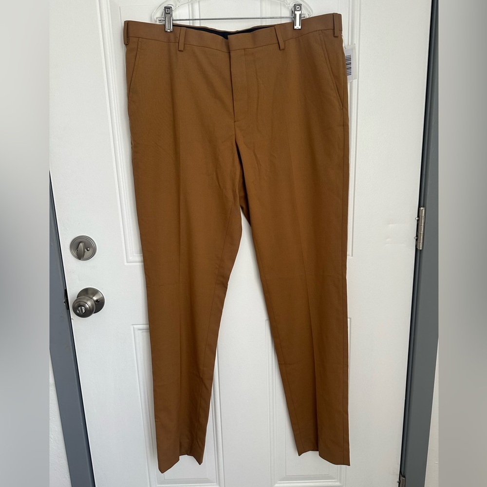 Nordstrom Rack Extra Trim Fit Dress Pants 38x34 Brown Tan Stretch